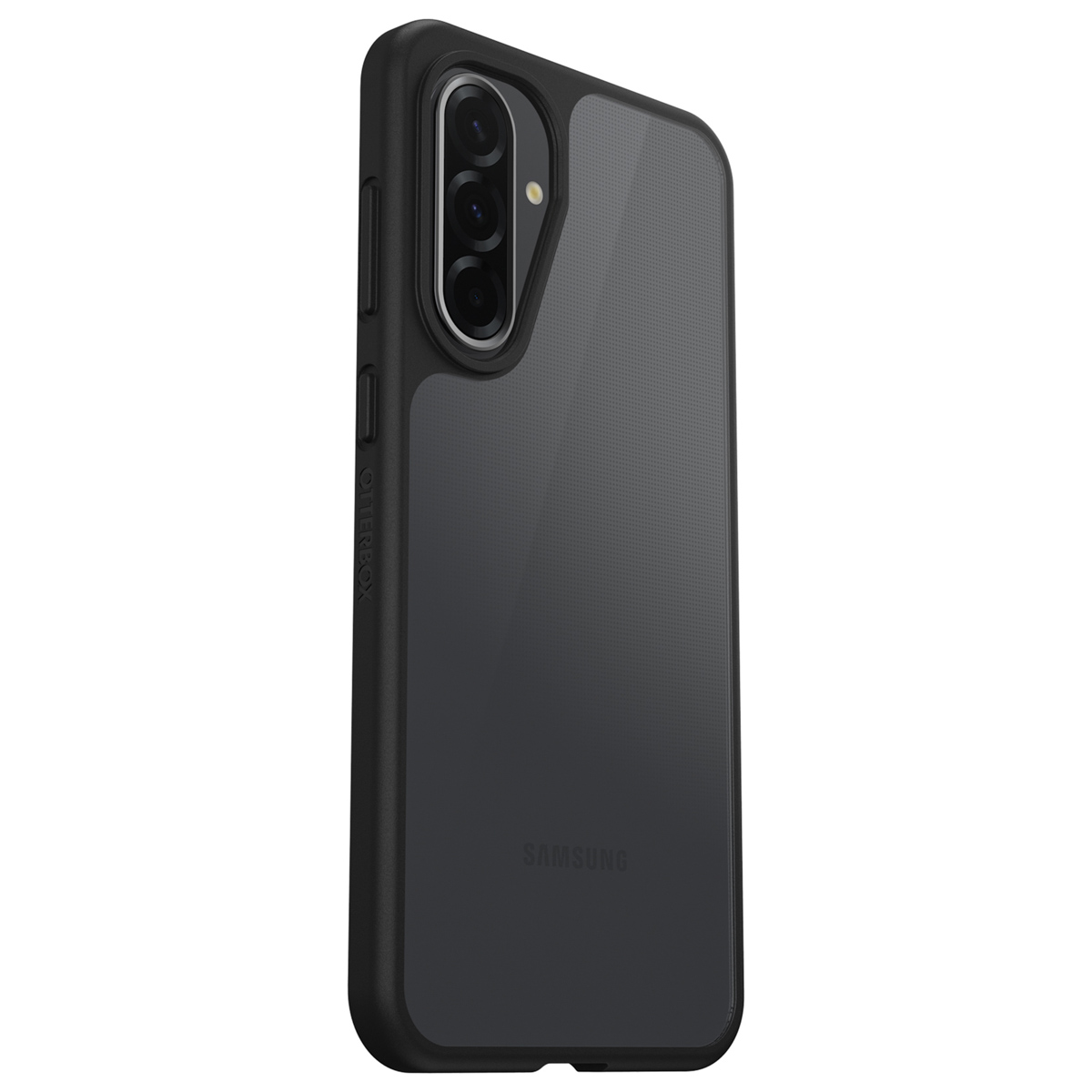 Zwarte telefoonhoes met een camera-uitsparing. De telefoonhoes heeft een gradiëntontwerp.