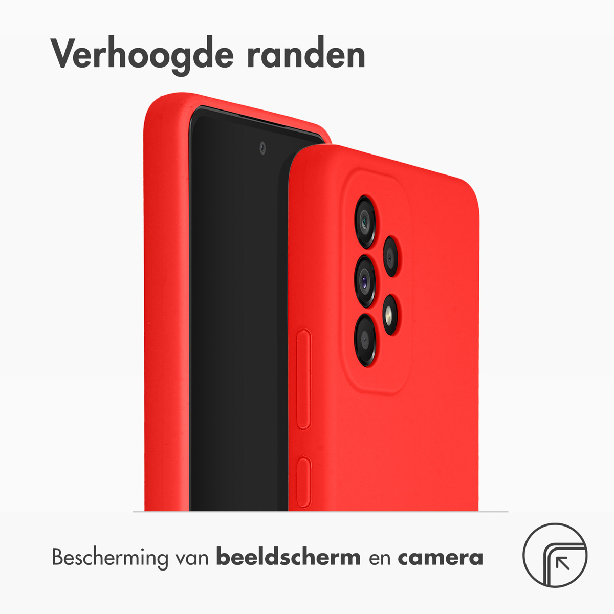 Rote Handyhülle mit schwarzem Telefon im Inneren, mit erhöhten Rändern.