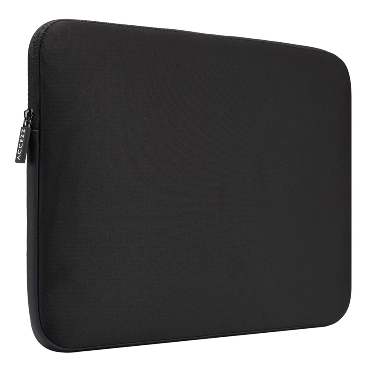 Zwarte laptoptas. De rits is zichtbaar. Het logo ACCEZZ staat in de hoek.