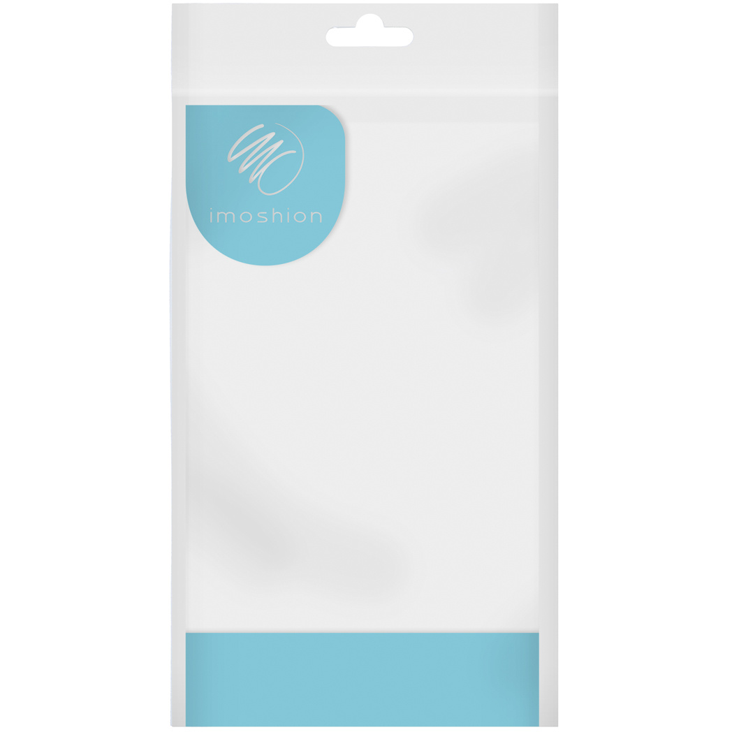 Clear plastic packaging for a product. It has a blue bottom and imoshion logo.