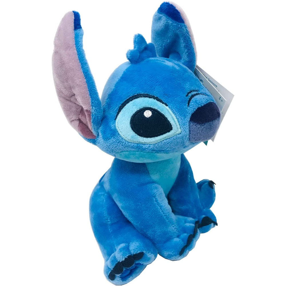 Peluche azul de Stitch con orejas y ojos grandes. Personaje de Lilo & Stitch.