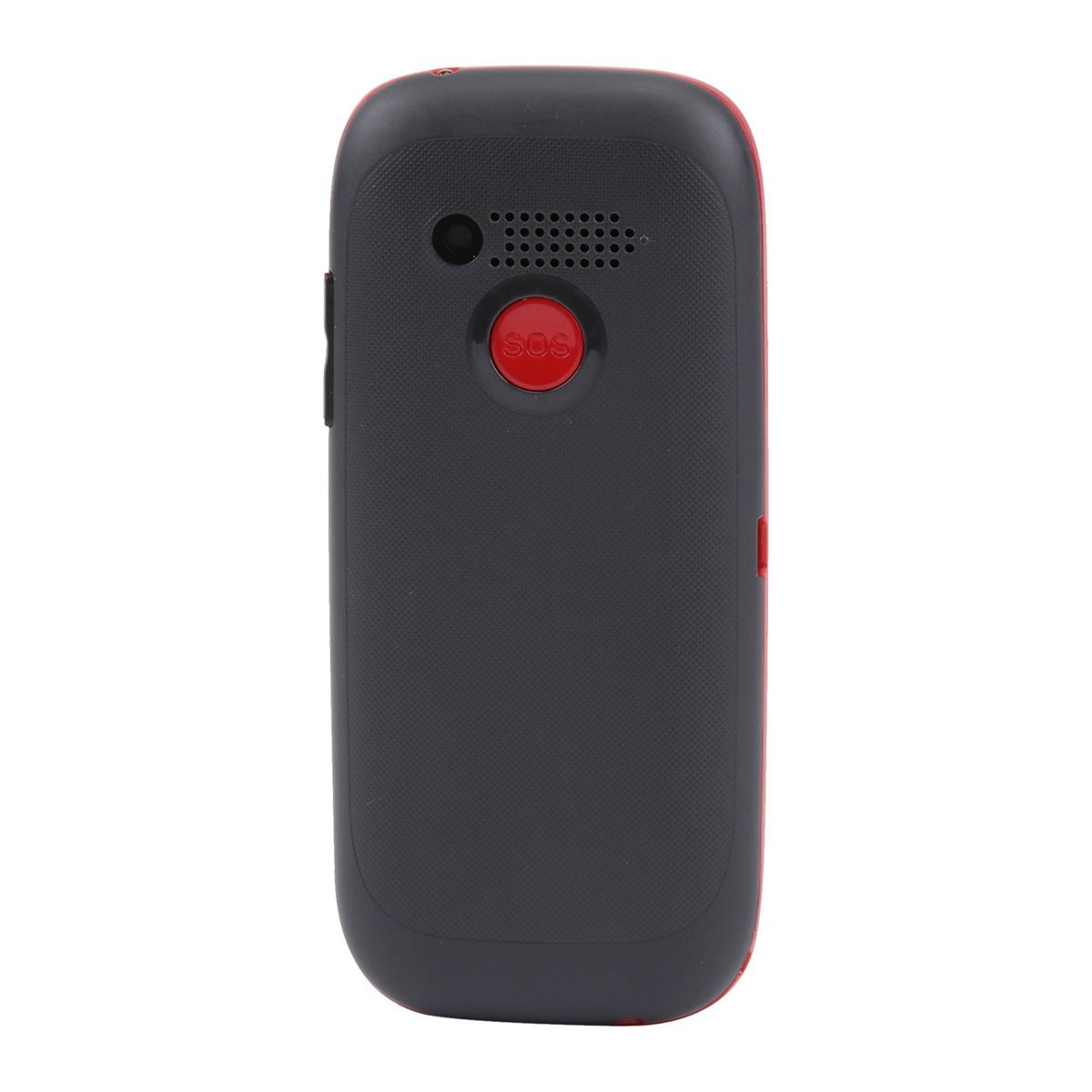 Czarny i czerwony telefon alarmowy z przyciskiem SOS.