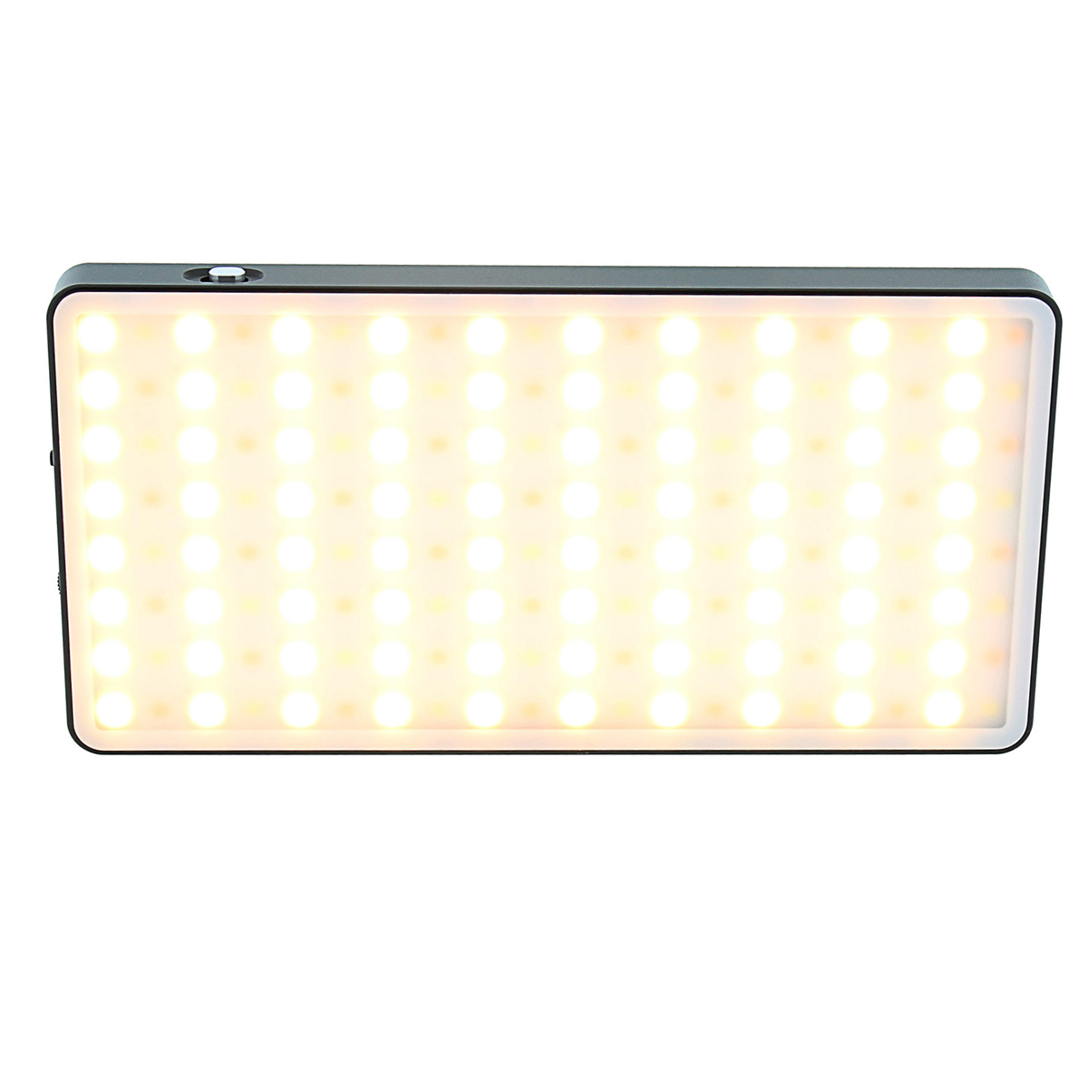 Une lumière LED rectangulaire avec une lueur blanche brillante.