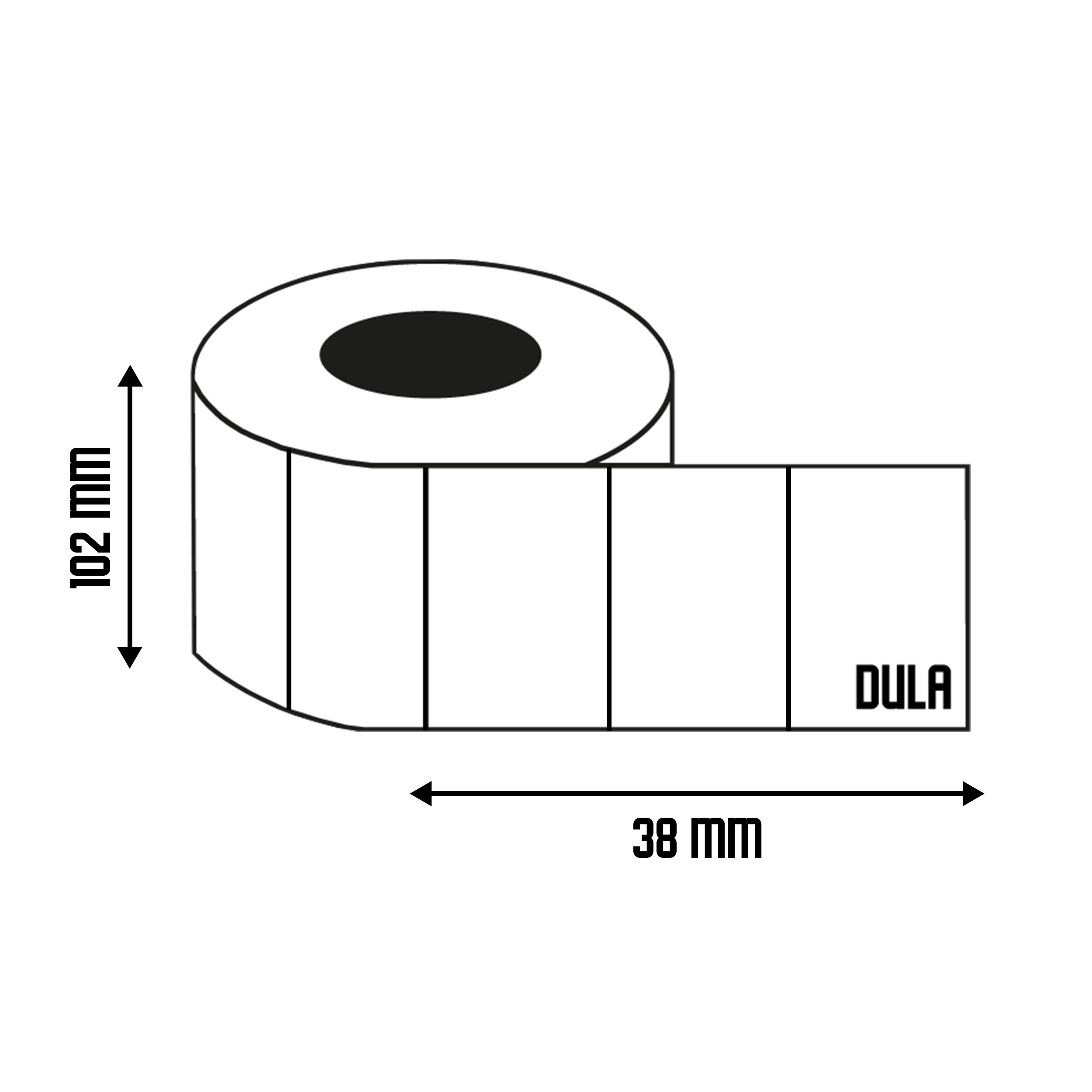DULA Compatible met Zebra 102x38mm | 1790 etiketten - Kern 25mm ...
