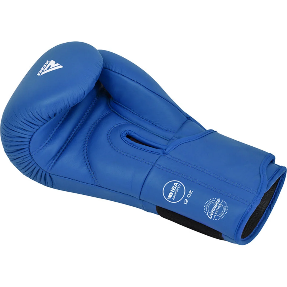 A blue boxing glove with the logo 'RDX' on it. The glove is on a white background.