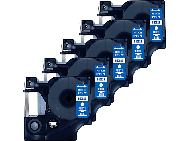DULA Etikettenband 9 Mm X 7 M – Weiß Auf Blau, Kompatibel Mit Dymo D1 40926 – Für LabelManager & LabelWriter