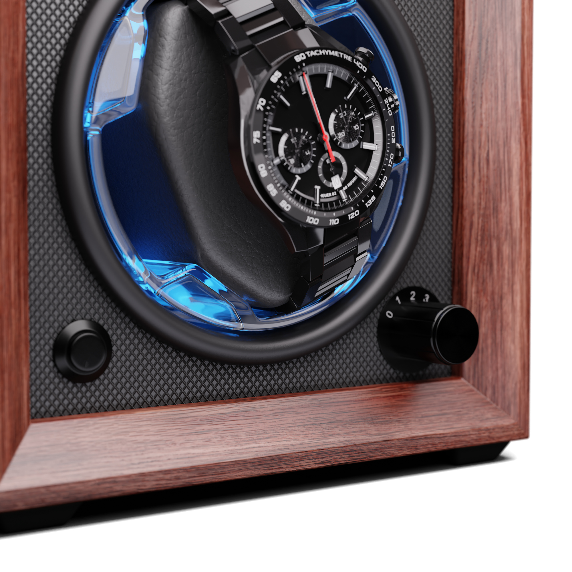 Uhrenbeweger aus Holz mit Uhr.