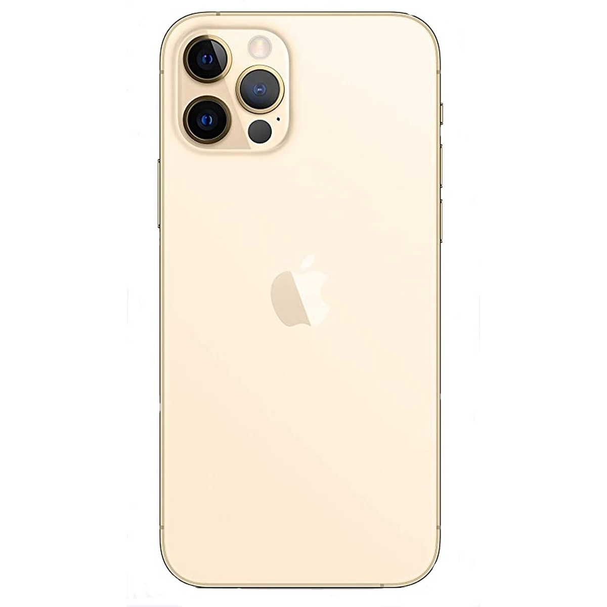 Retro di un iPhone oro con tre fotocamere, flash e il logo Apple.