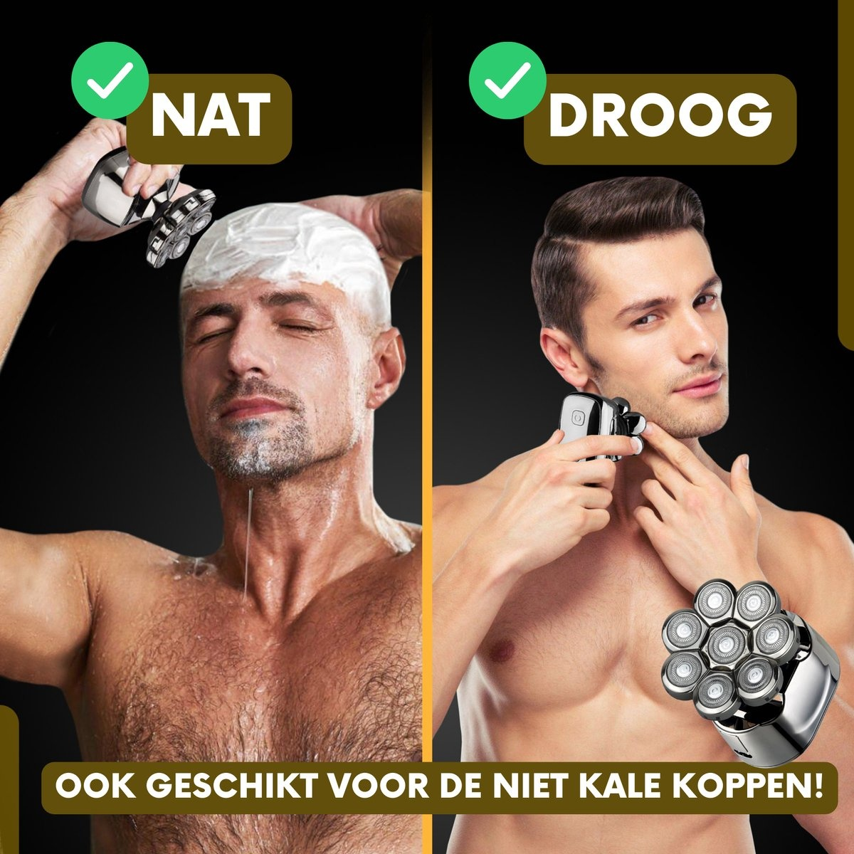 A man shaves wet and dry, showcasing wet and dry shaving options with a shaver.