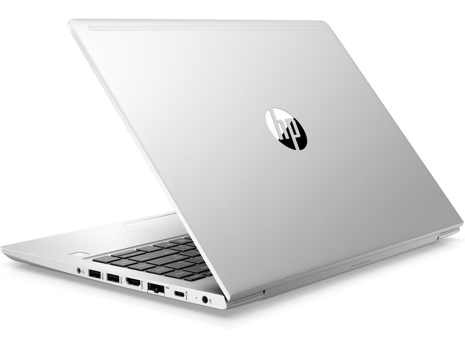 Silberner HP Laptop mit HP Logo, teilweise geöffnet.