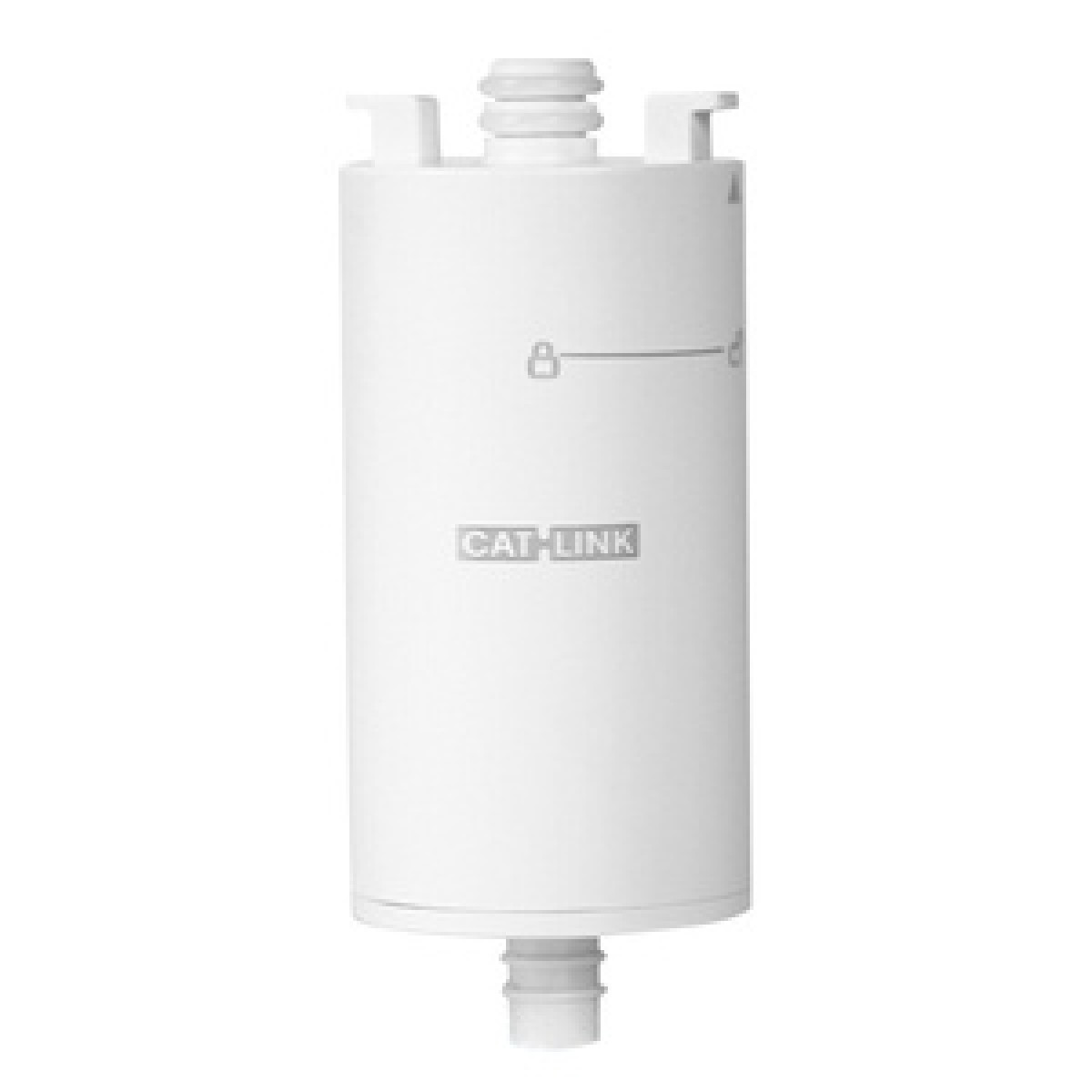 Filtro de agua blanco con etiqueta de texto CAT-LINK.