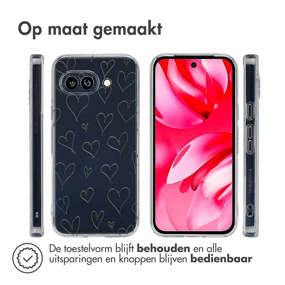 Coques de téléphone avec motif cœur. Plusieurs coques de téléphone avec des cœurs sur fond noir.