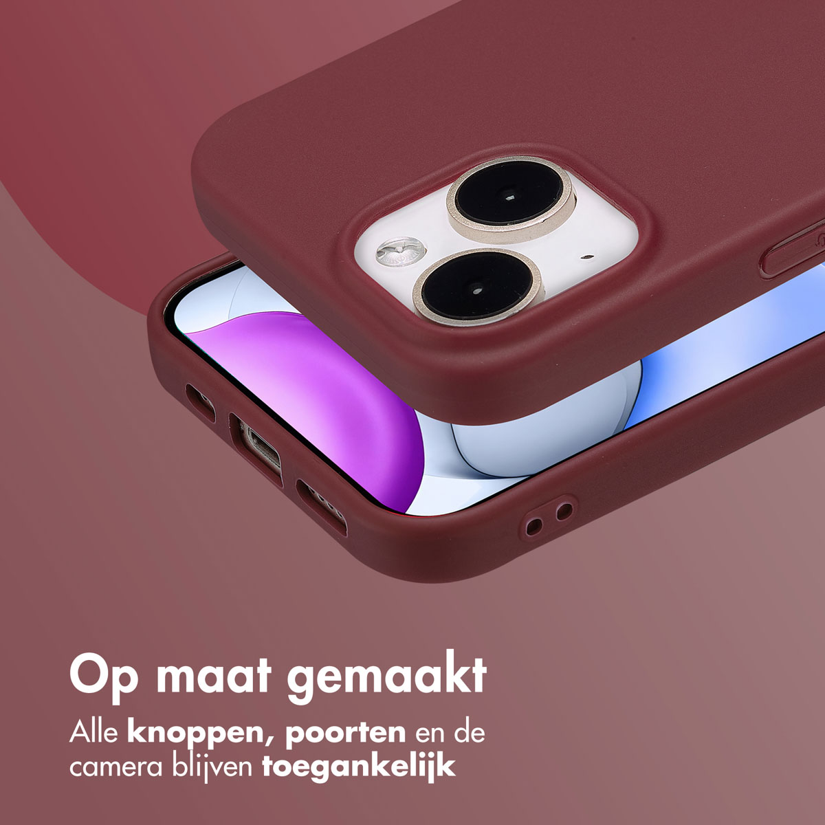 A phone case on a phone. The case is red. The phone is visible.