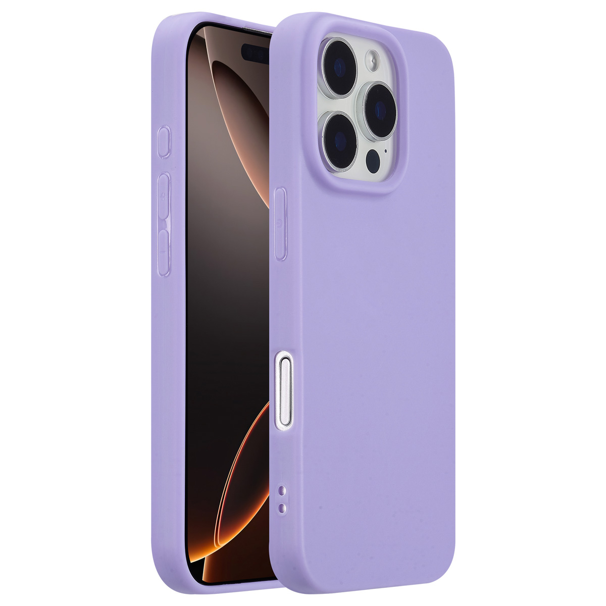 Coque de téléphone violette. Un téléphone avec une coque violette est affiché.