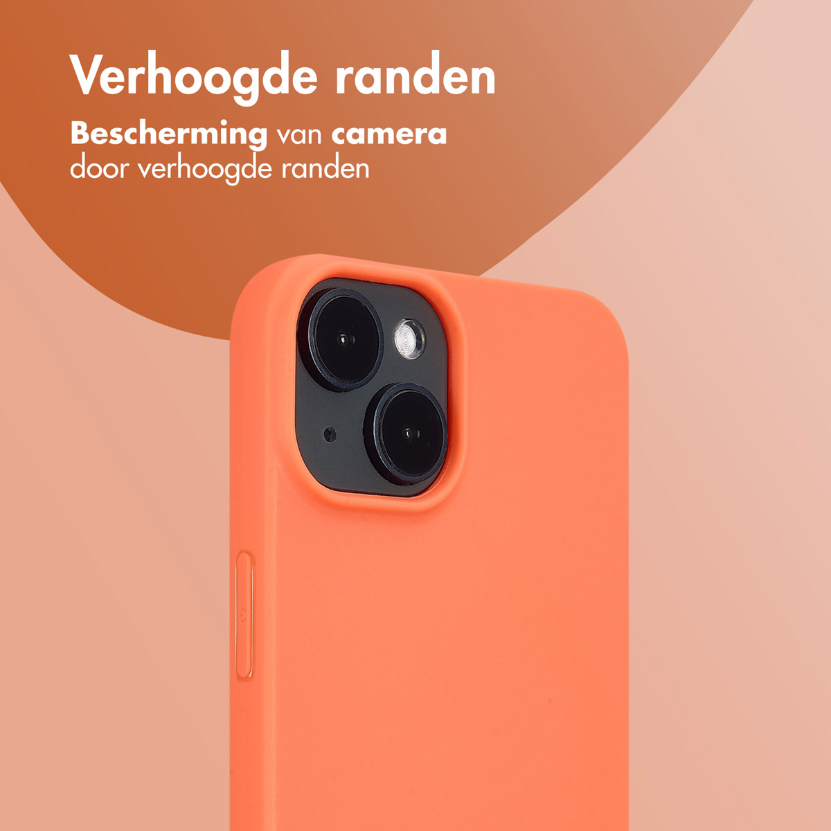 Oranje telefoonhoes, close-up van cameralenzen. Camerabescherming. Oranje achtergrond.