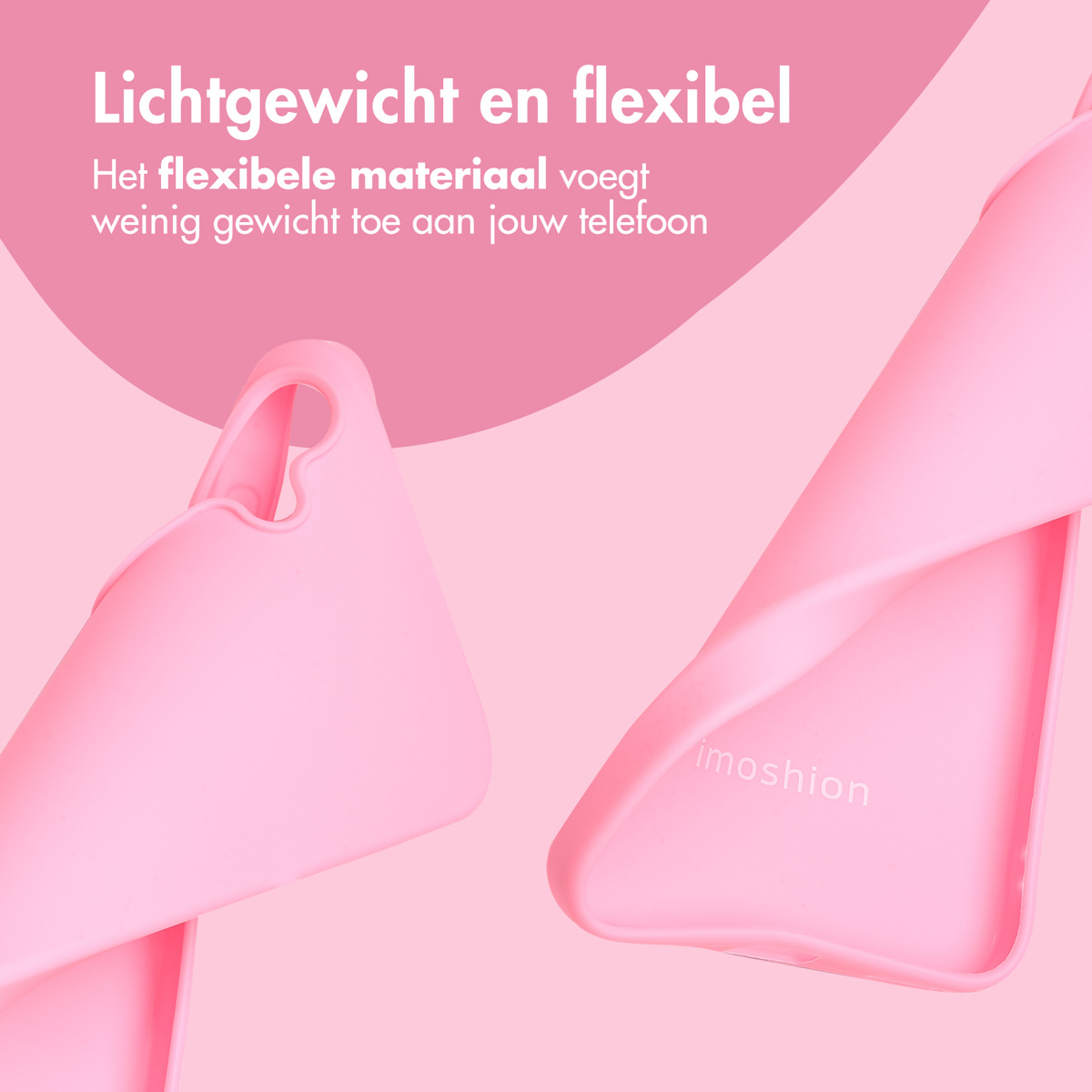 Zwei rosa Handyhüllen-Hälften. Imoshion-Logo sichtbar. Flexibles, leichtes Material.