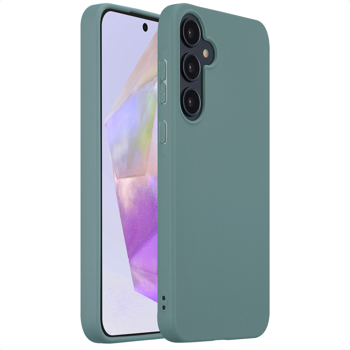 Coque de téléphone de couleur sarcelle. Téléphone à l'intérieur, la coque sarcelle correspond à la couleur du téléphone.