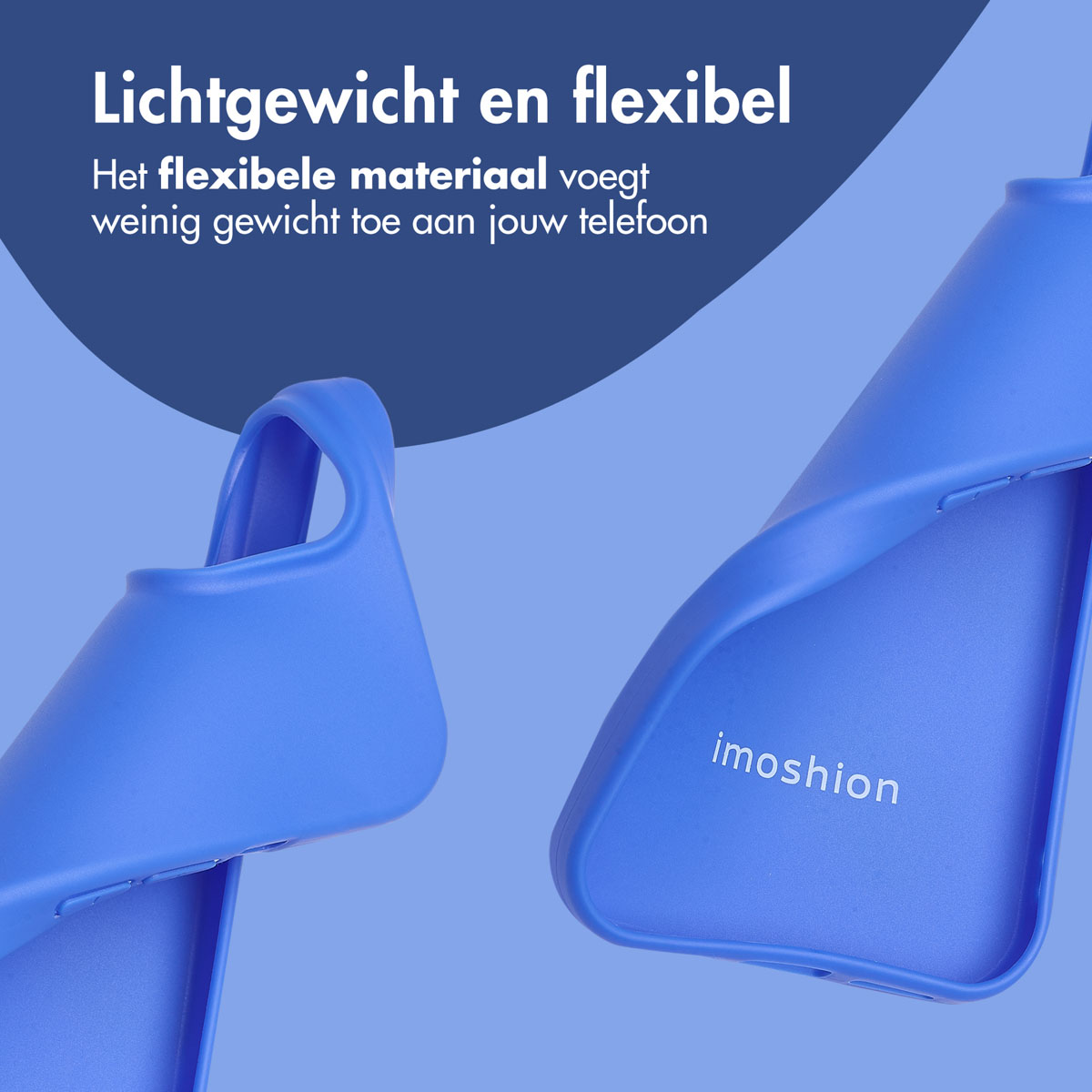 Blue phone case in two parts, imoshion logo.