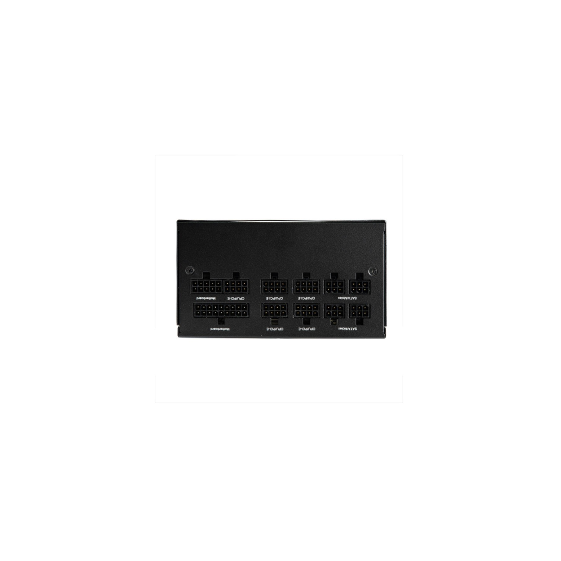 Alimentatore per computer nero con più connettori.