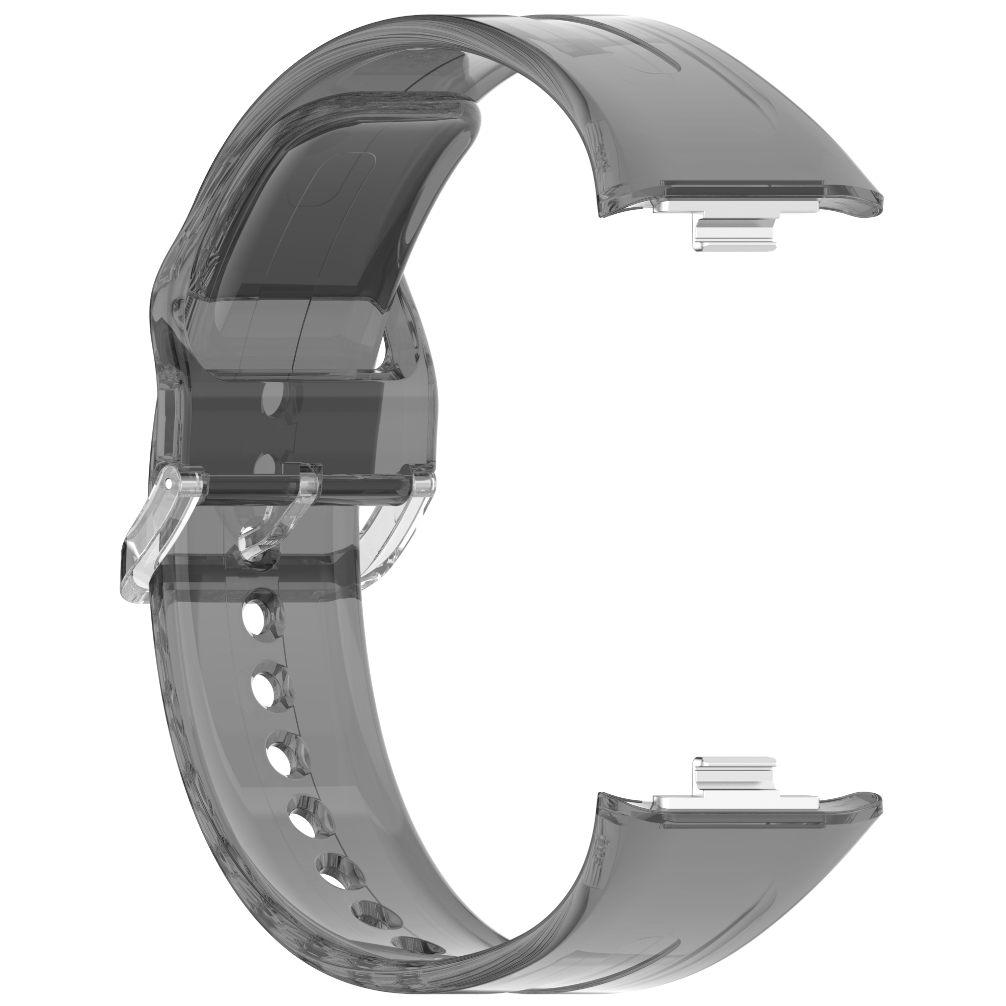 Transparenter Uhrenarmband in C-Form mit Schnalle und Verschluss.