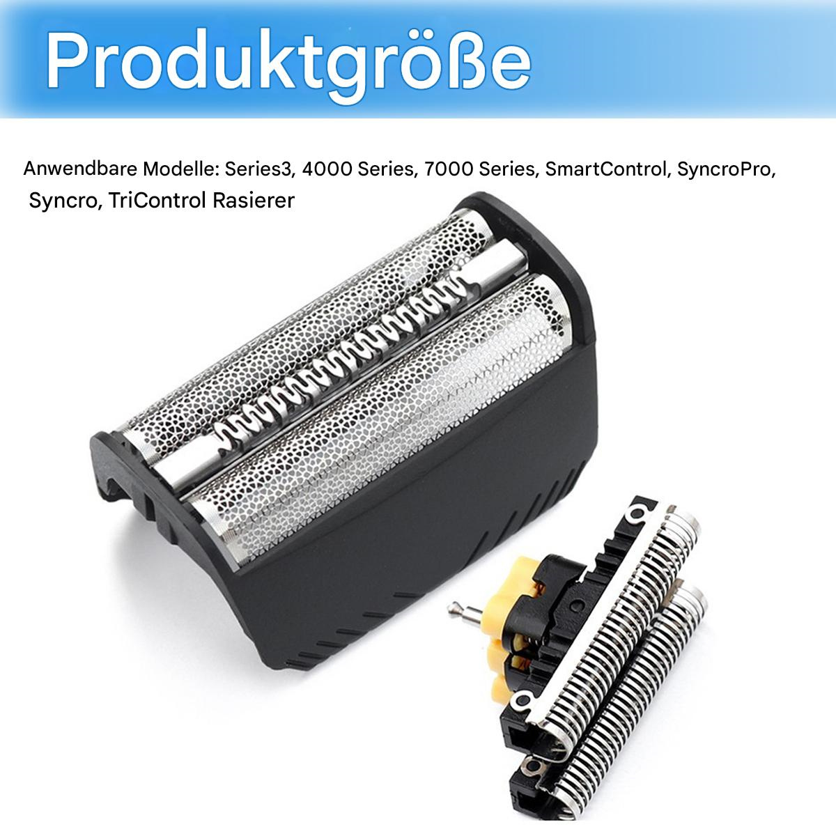 Rasierklingen für einen Rasierer, mit deutschem Text über kompatible Modelle.
