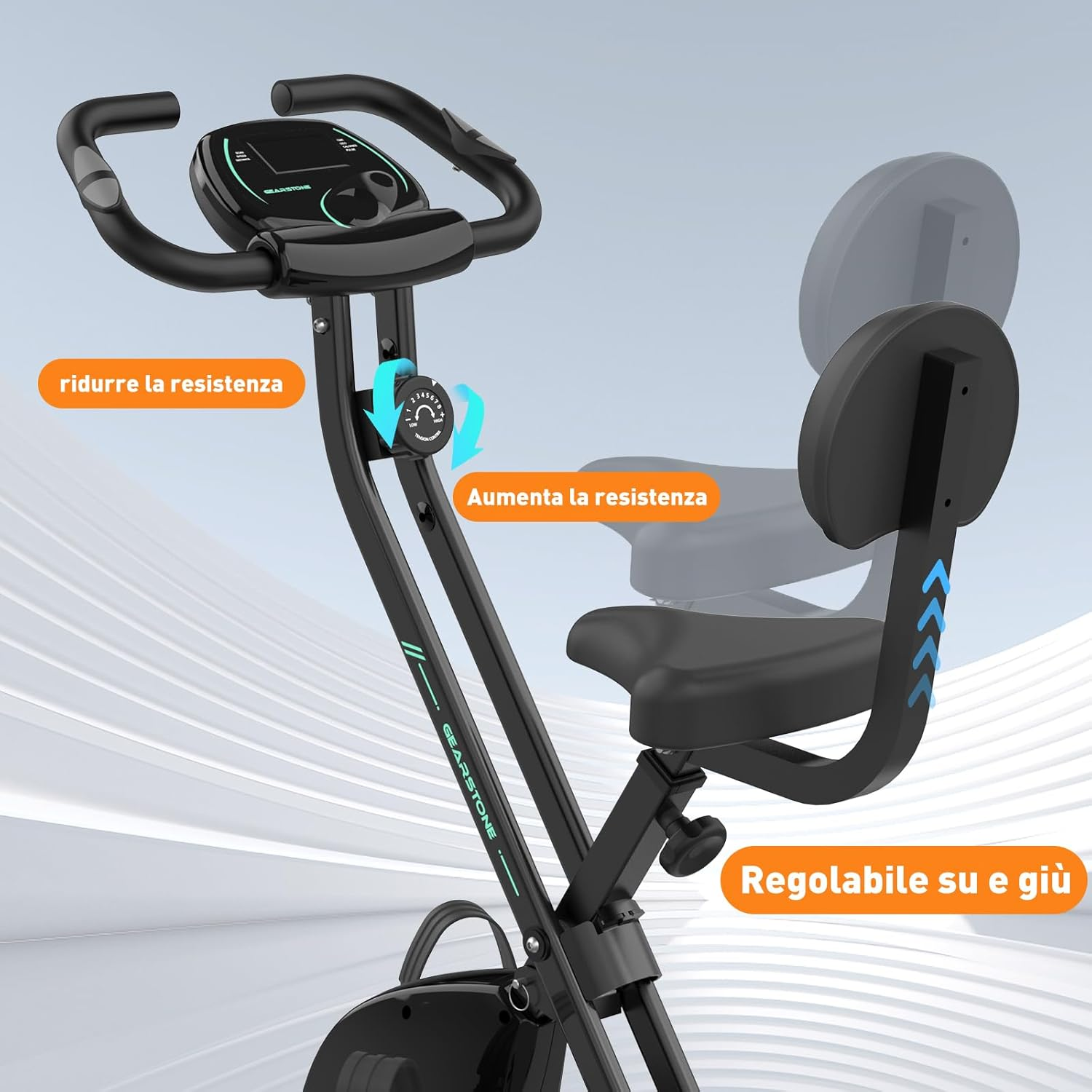 Cyclette GEARSTONE Bicicletta magnetica pieghevole Bicicletta da