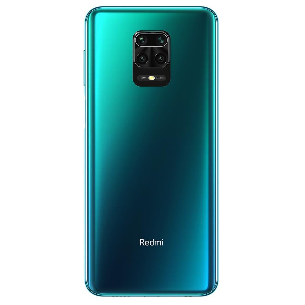 Grüne Redmi-Telefonrückseite. Es hat eine Kamera und das Redmi-Logo ist unten.