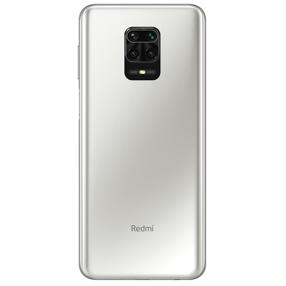 Silbernes Telefonrücken mit vier Kameras und einem Redmi-Logo darauf.