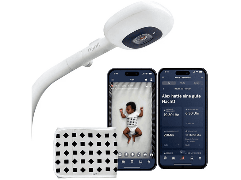 Nanit Plus Smart Baby Monitor Camera & Wall Mount Plus 1 jaar van inzichten