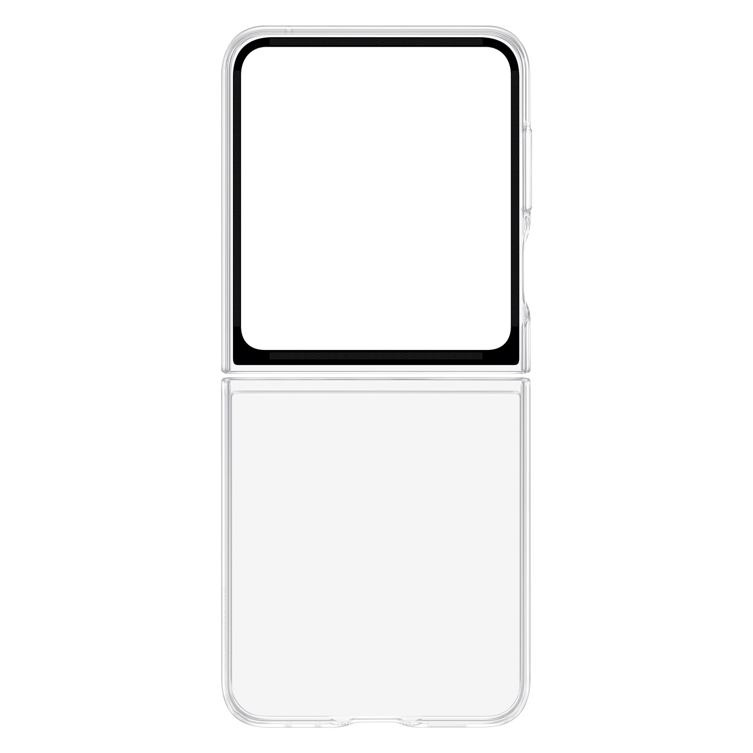 Coque de téléphone pliable transparente. Fond blanc.