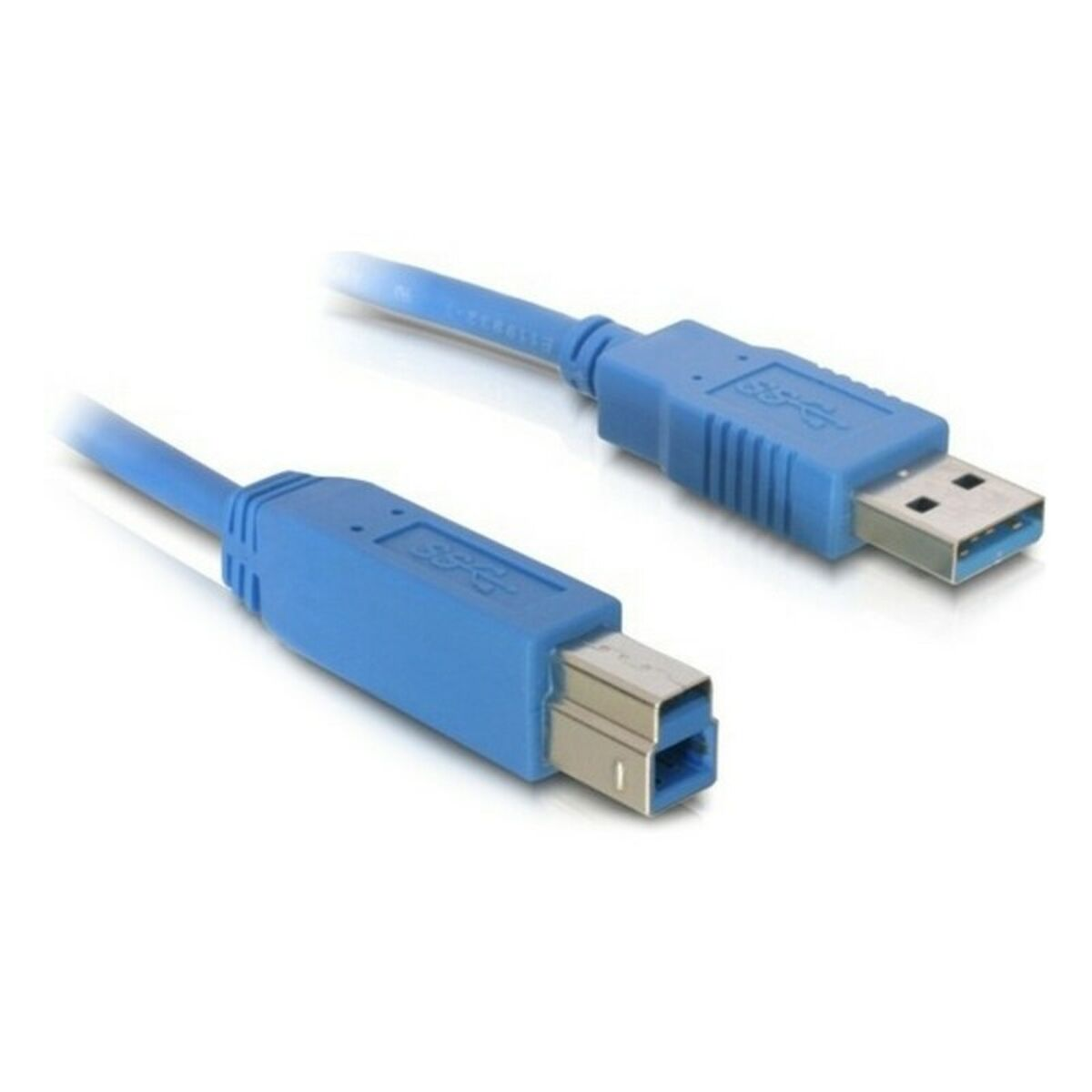Cavo USB 3.0 blu con due connettori, uno di tipo A e uno di tipo B.