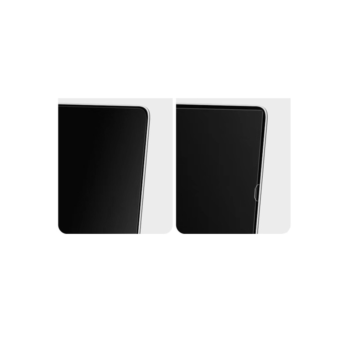 Close-up van tabletranden. Links schoon, rechts met uitsparing.