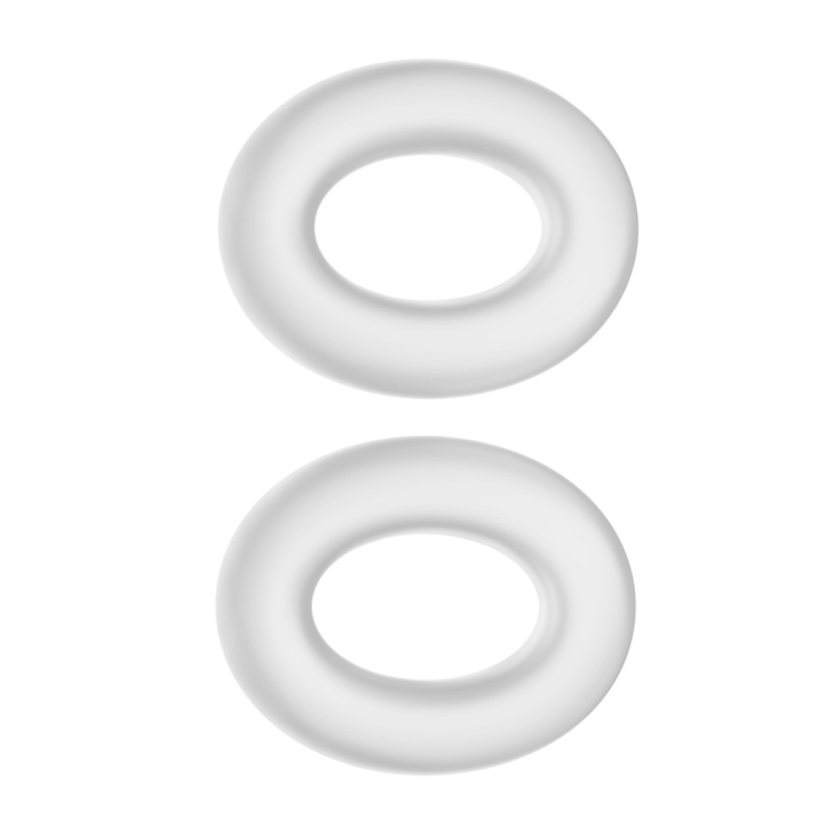 Twee witte donutvormige objecten op een witte achtergrond.