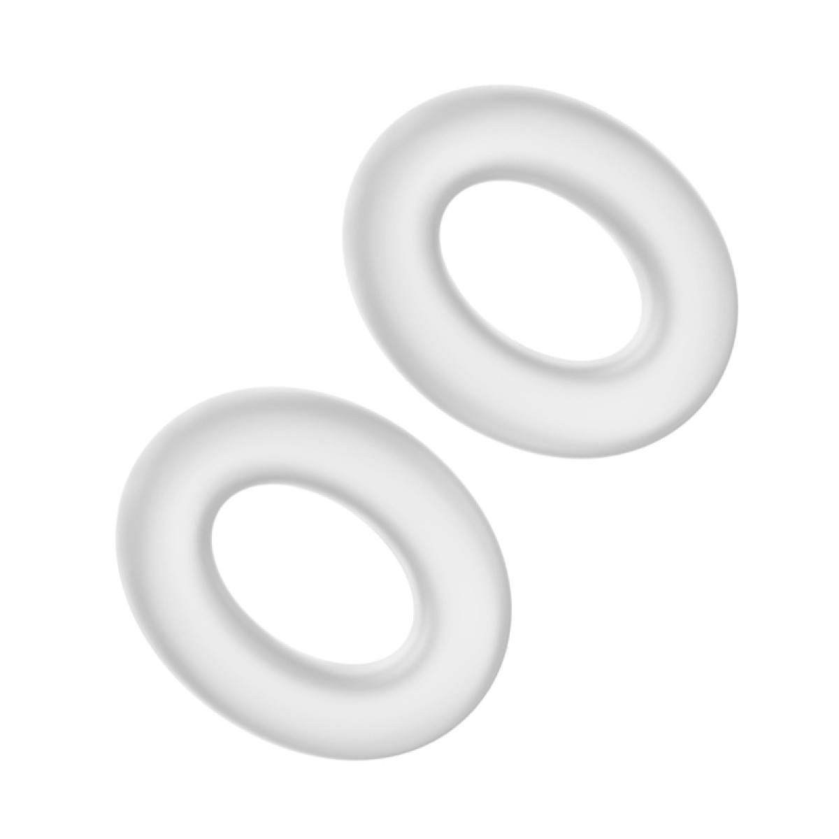 Twee witte, donutvormige objecten op een witte achtergrond.