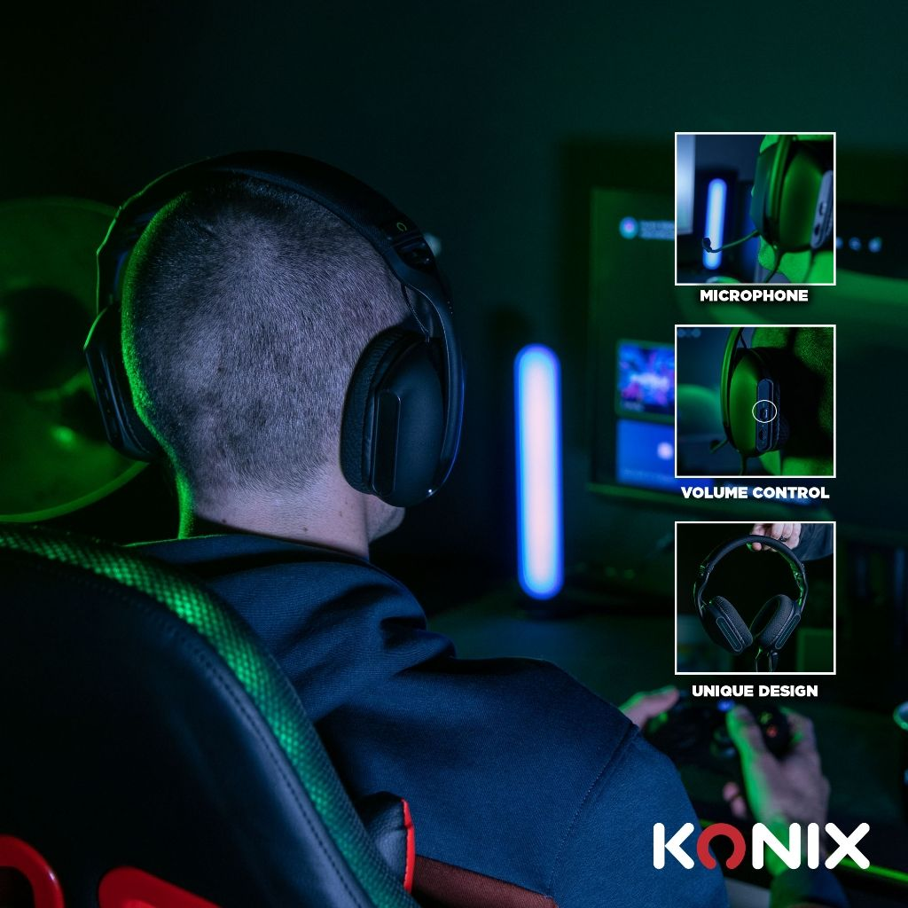 Zwart-witte Nexus gaming headset op een rode en zwarte productdoos.