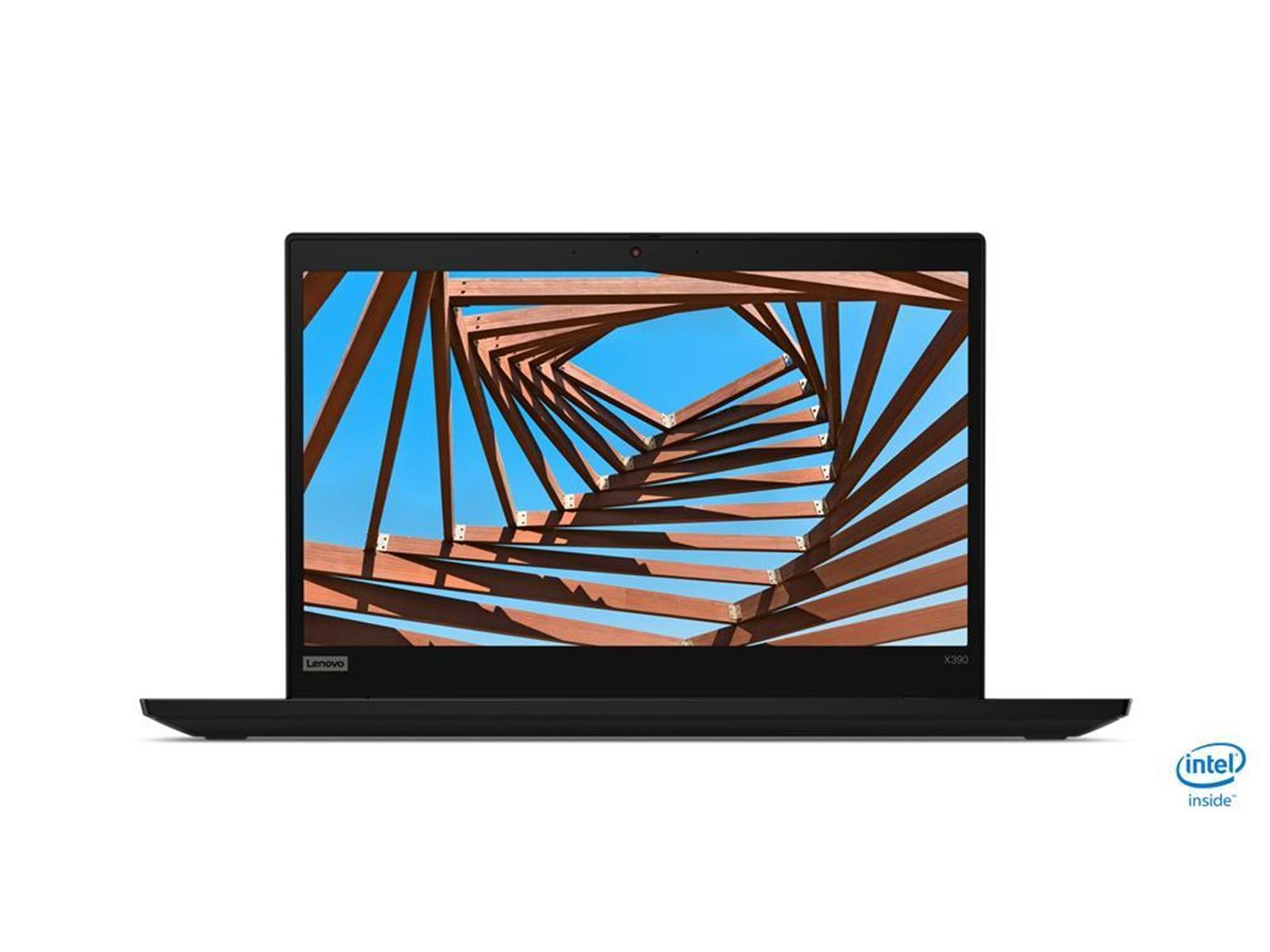 Schwarzer Laptop, der eine Holzstruktur zeigt.