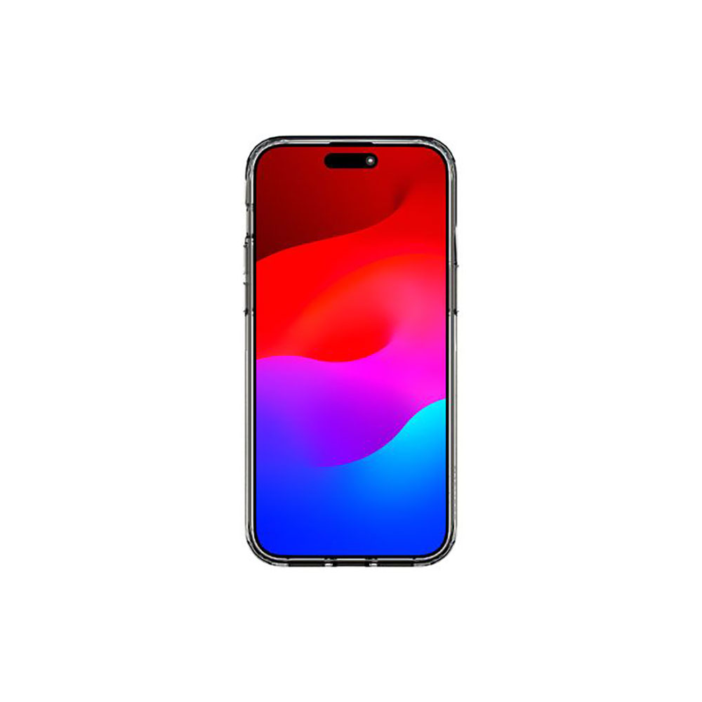 Telefono con schermo colorato, gradienti rosso, viola e blu.
