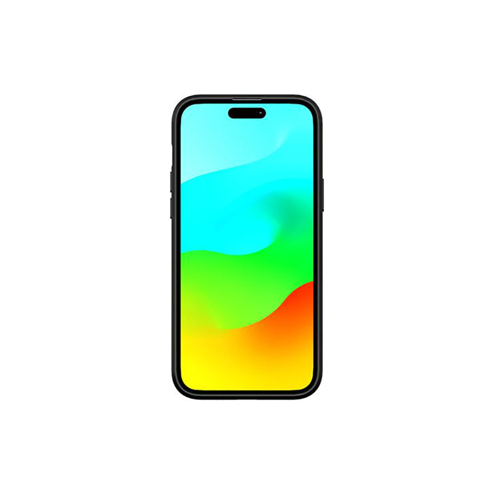 Uno smartphone nero con uno sfondo sfumato colorato sul suo schermo.