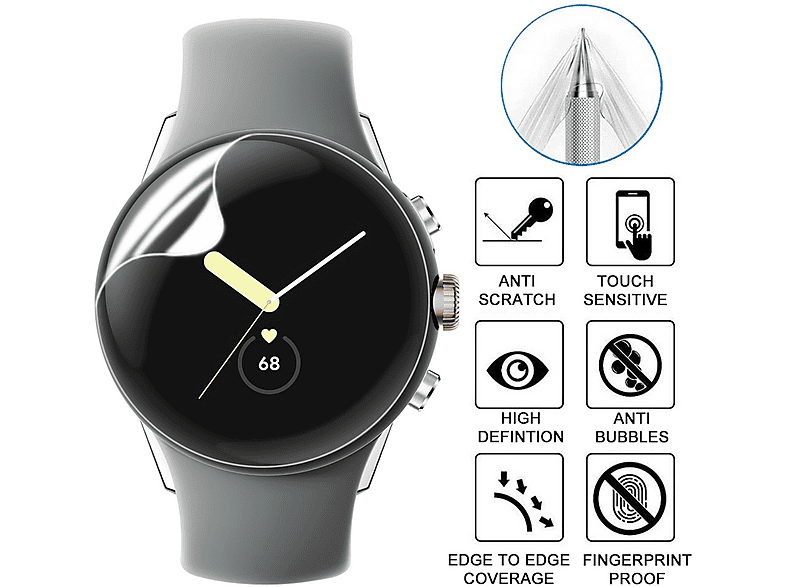 WIGENTO Hydrogel Schutz Folie Schutzglas (für Google Pixel Watch 3 45mm)