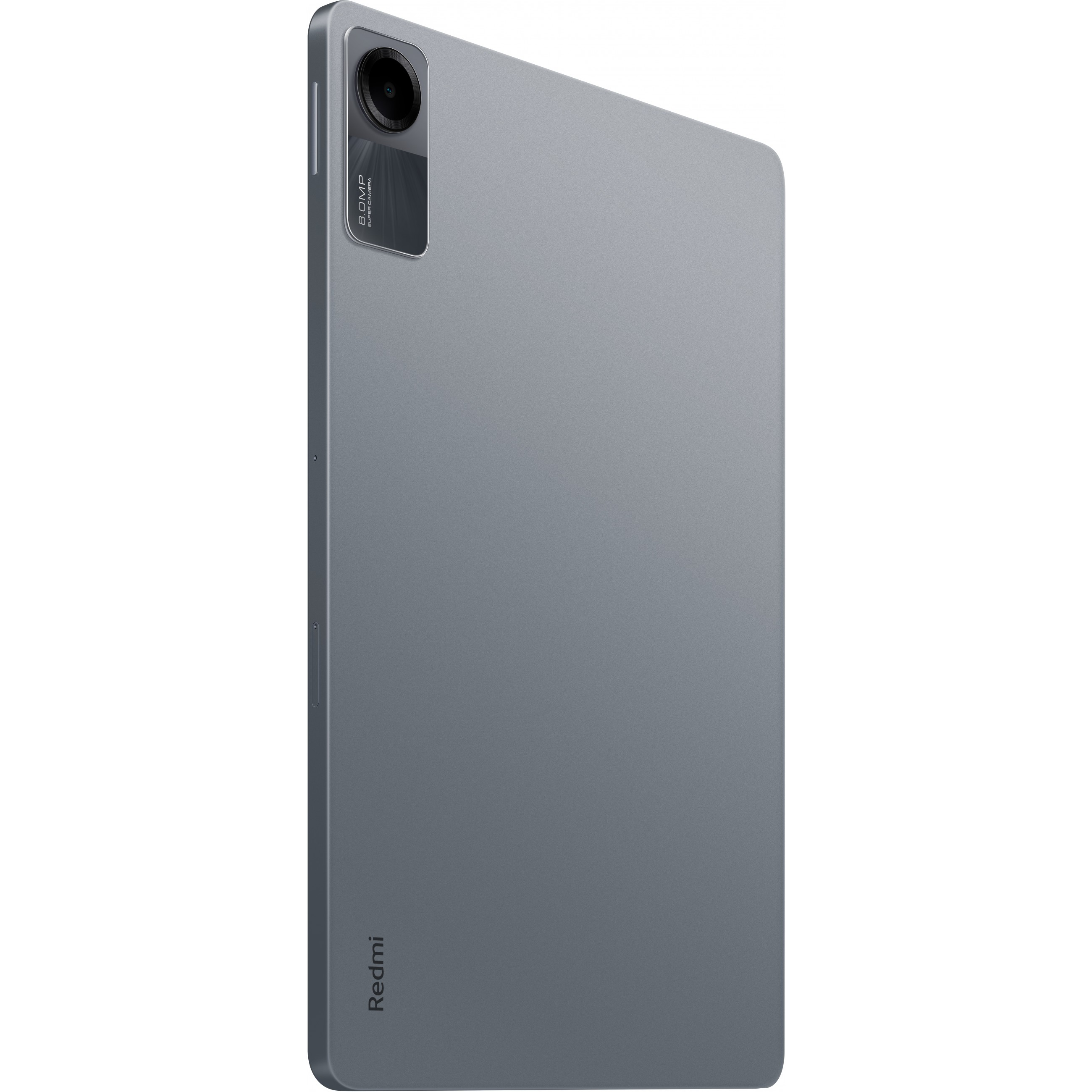 Un tablet grigio con una fotocamera sul retro, che mostra il logo Redmi.
