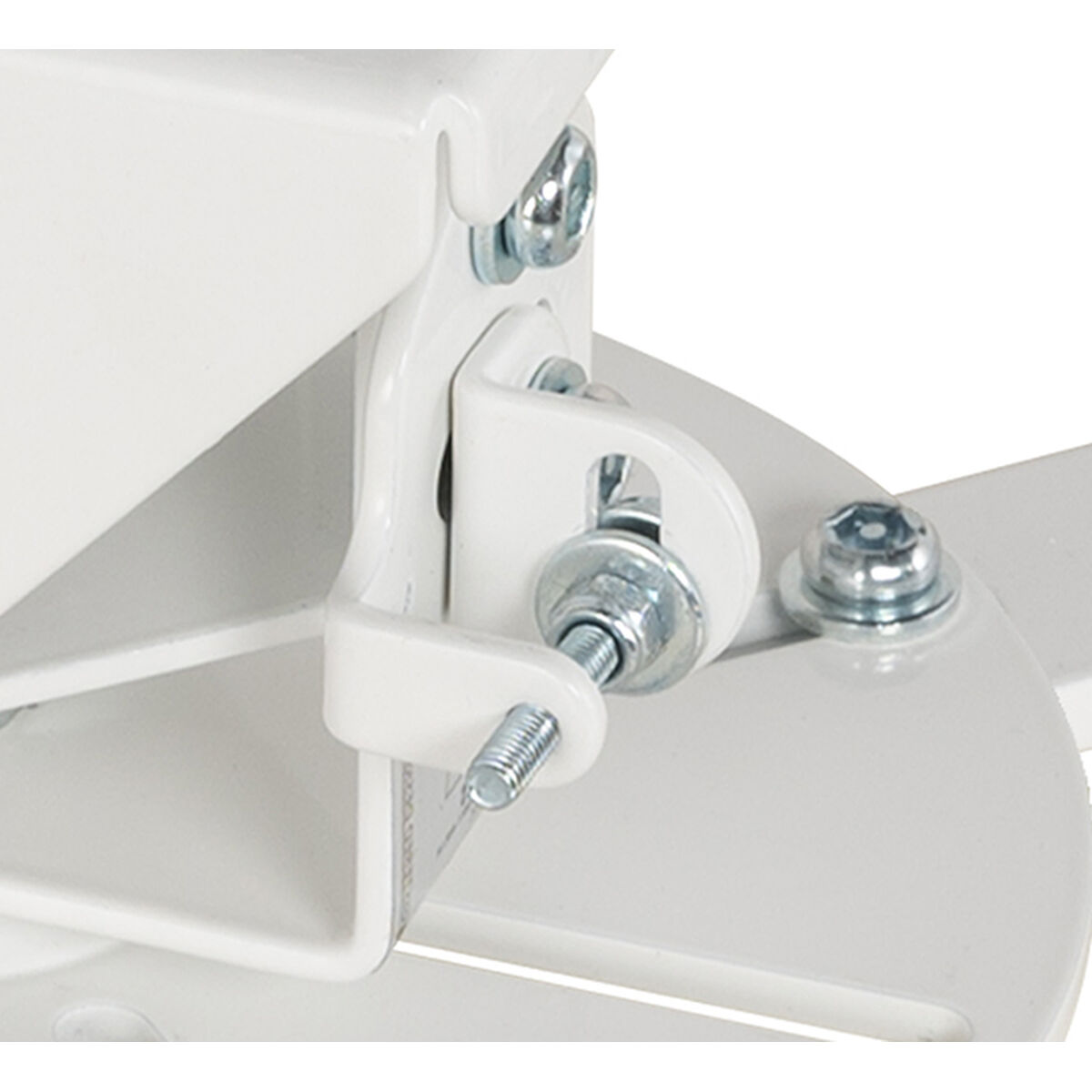 Nahaufnahme der Deckenventilator-Komponenten, die Schrauben und Halterungen zeigen.