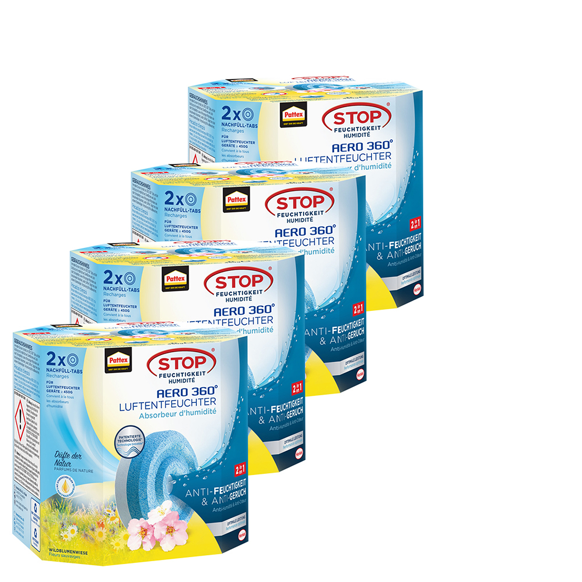 Ceresit PUREPOWER AERO 360° Assorbitore di umidità, 1 dispositivo incluso, 1 compressa di ricarica (450 g), Deumidificatore per ambienti, Deumidificatore Blu Navy, Aiuta con condensa, Muffe e odori