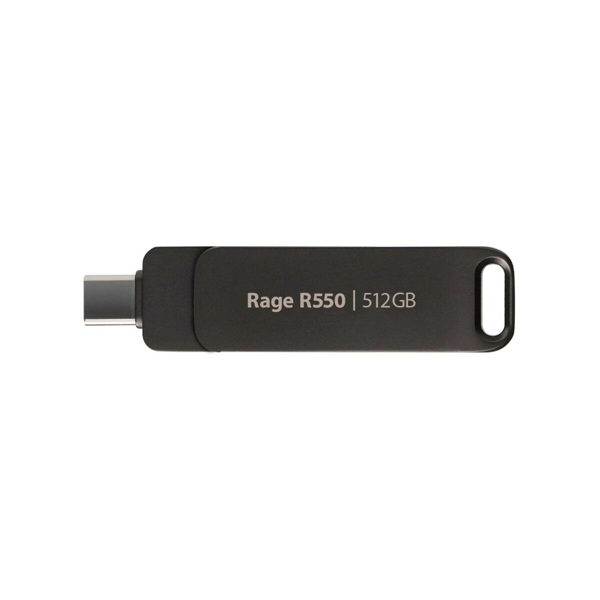 Czarny pendrive z nadrukiem 'Rage R550 | 512GB'.