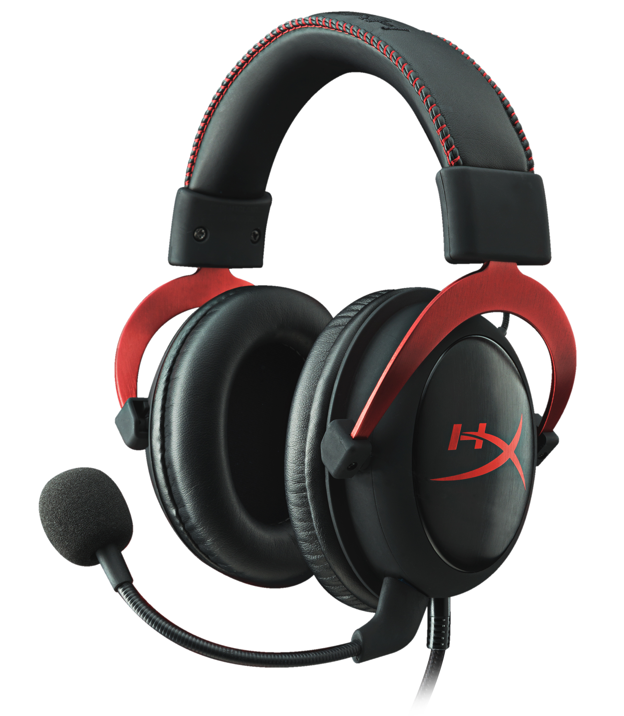 Cuffie da gioco HyperX Cloud II nere e rosse. Con microfono e dettagli rossi.