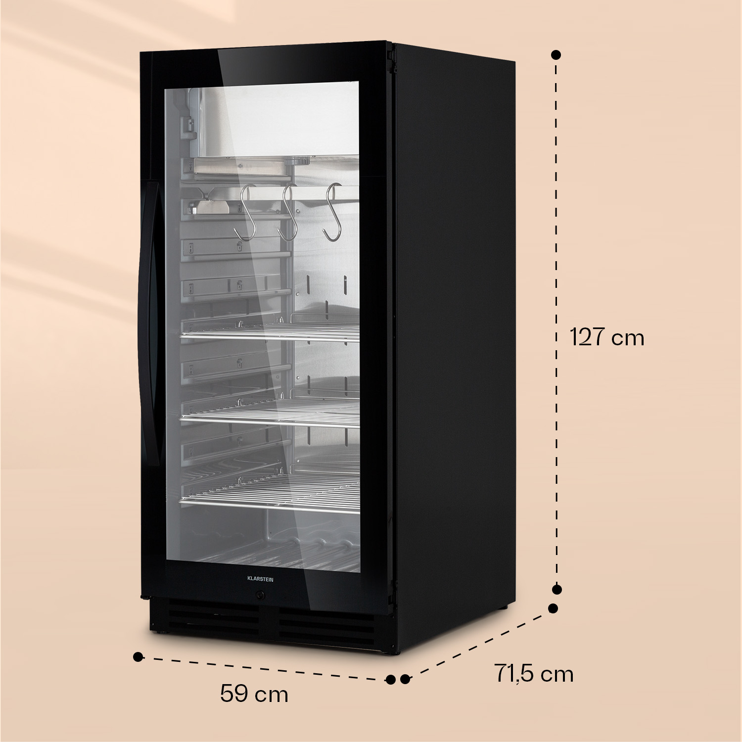 KLARSTEIN Steakhouse Pro 233 Onyx Kühlschrank (B, 127 cm hoch)