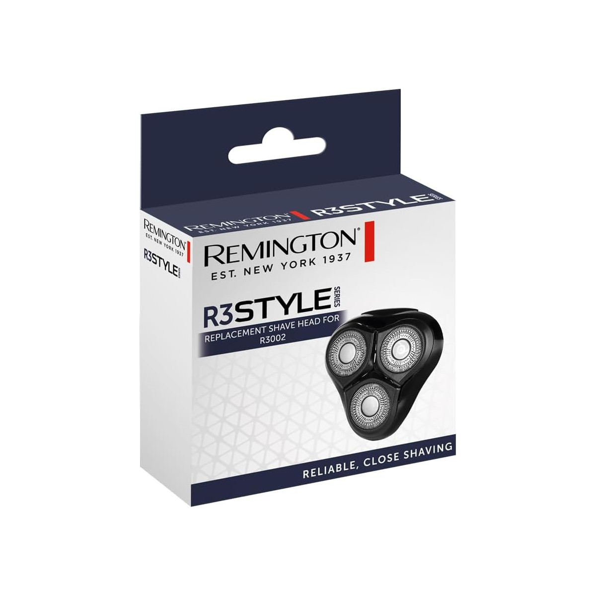 Remington R3Style Rasierer-Ersatzköpfe in einer weiß-blauen Box.