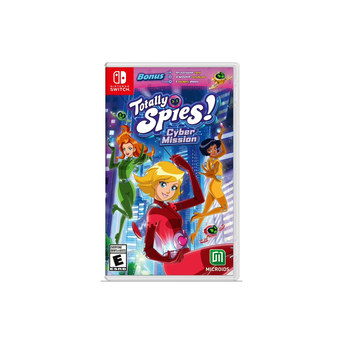 Etui na grę Nintendo Switch. Tytuł gry to Totally Spies! Cyber Mission.