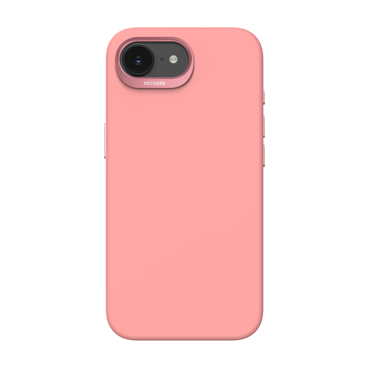 Custodia per telefono rosa con protezione per obiettivo rialzata.