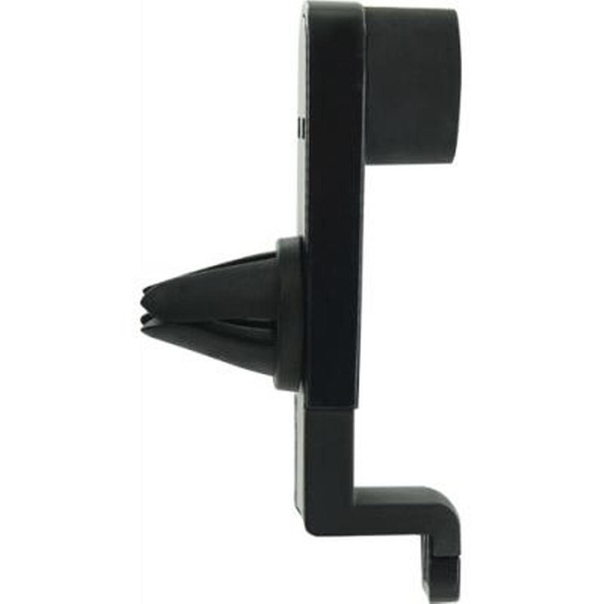 Supporto nero per telefono per bocchetta auto. Con clip e supporto regolabile.