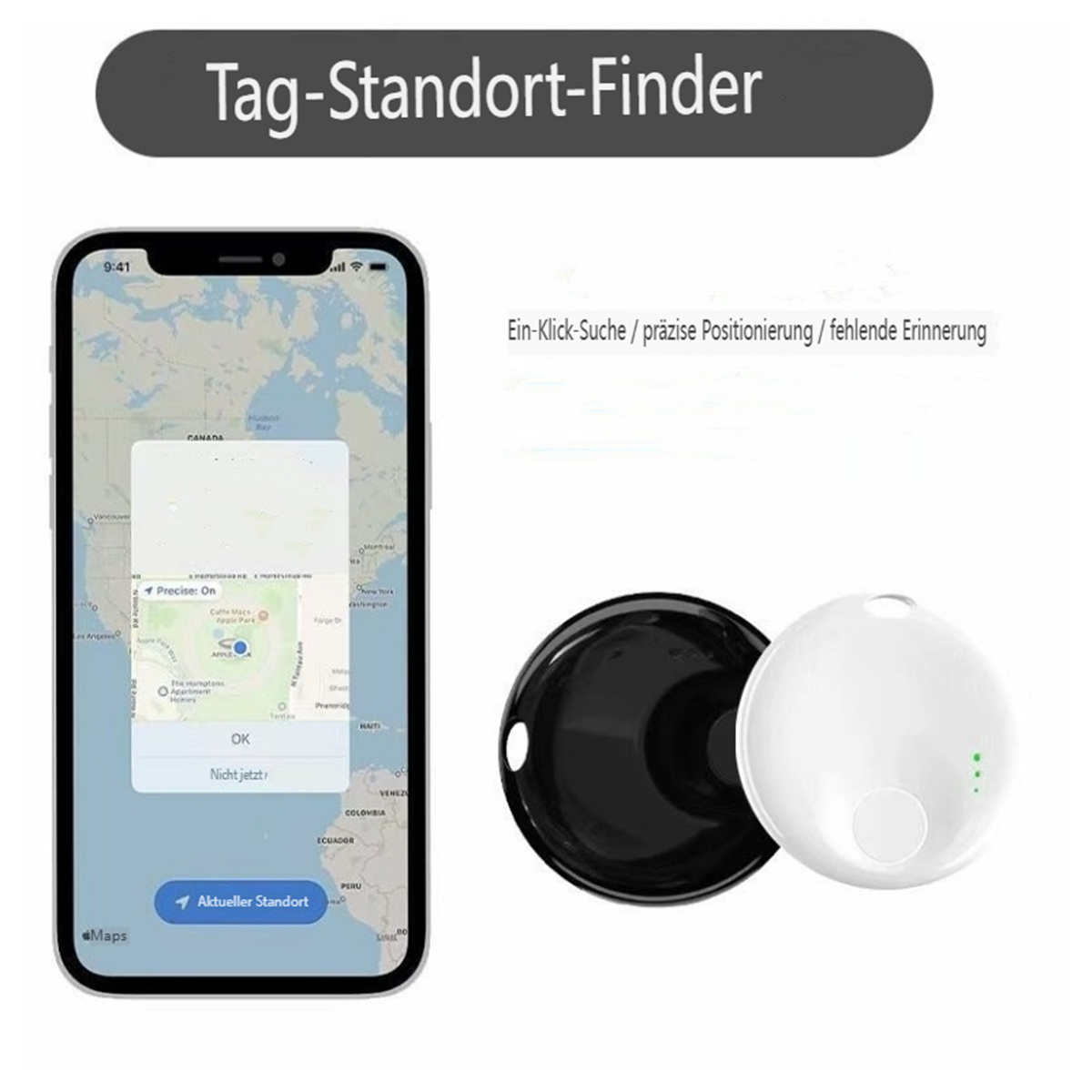 Ein Telefon, das eine Karte und zwei runde Tracker zeigt.
